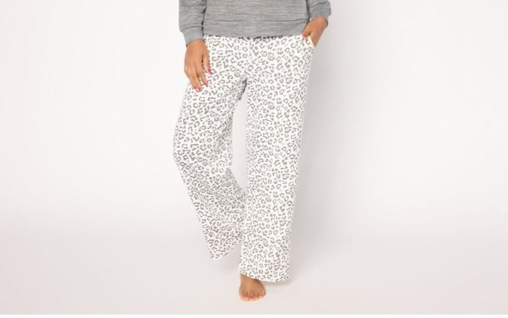 Muk Luks Size 2X Gray & Cream Super Cozy Soft Leopard Pajama Pant A717036 NWOT